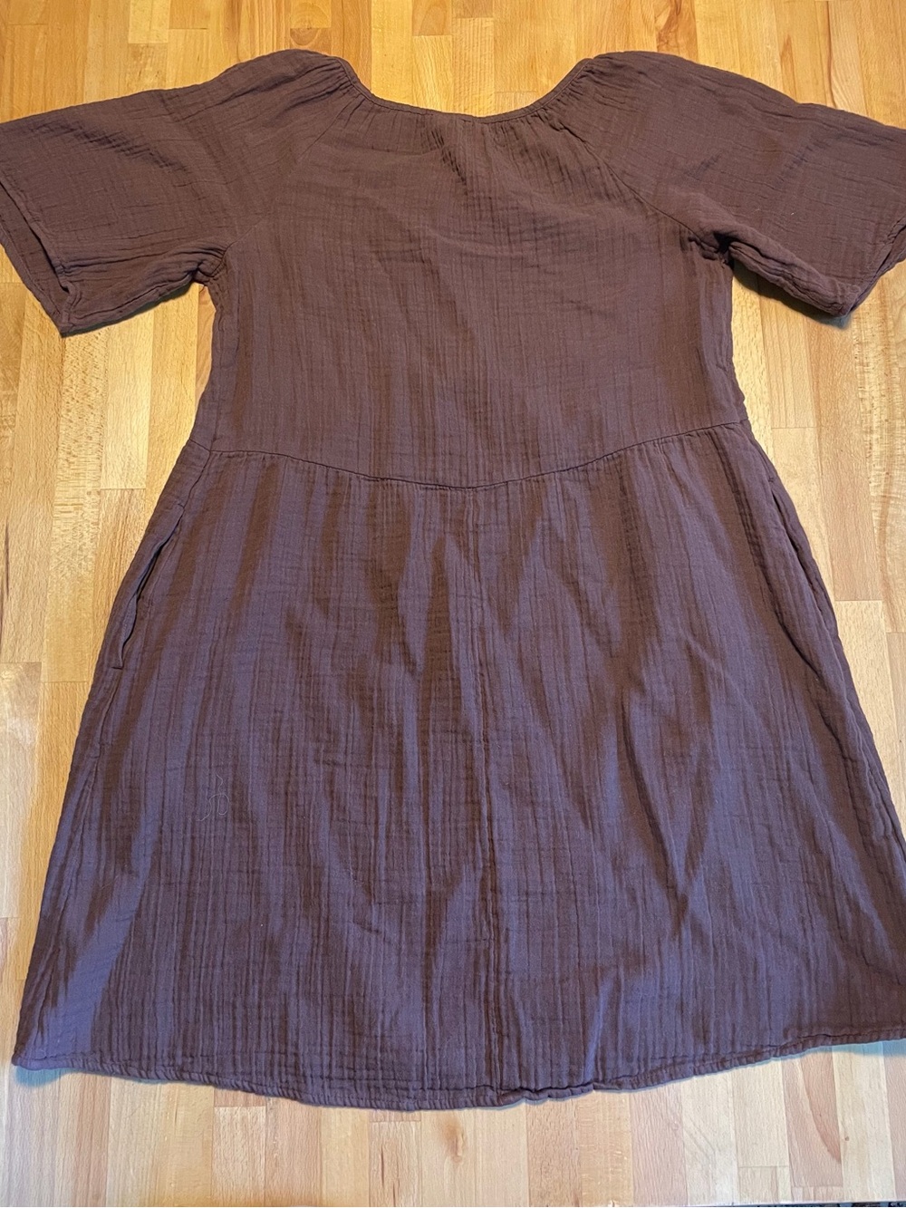 Old Navy Brown Scoop-Neck Tie Short-Sleeve Dress - Picture 5 of 5